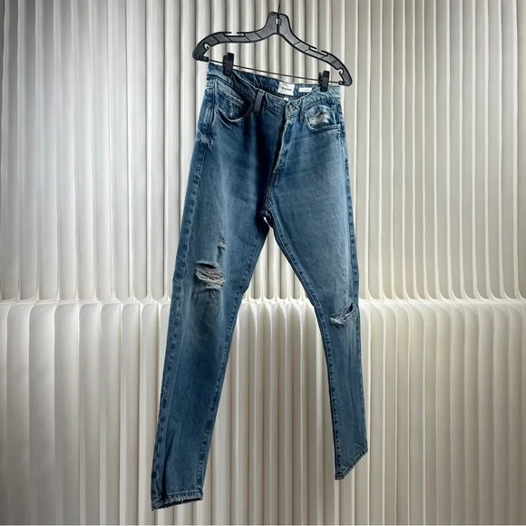 FRAME Le Slouch Women’s Light Blue Straight Jeans with Distressed Details - Picture 15 of 15